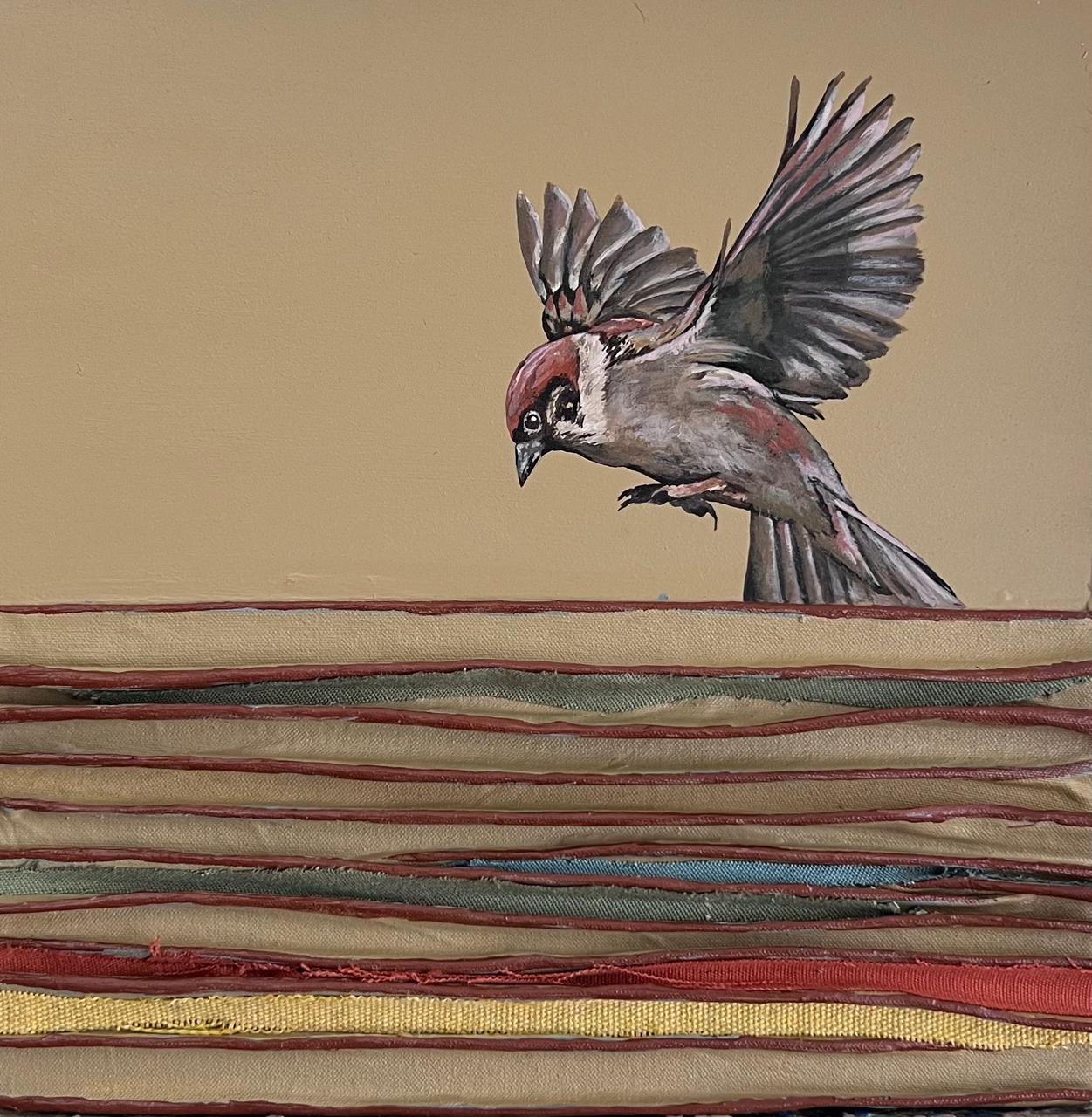 Abide - Acrylic and sculpted fabric painting