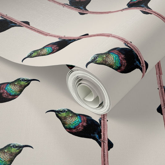 Hand-Painted Marico Sunbird Stripe Wallpaper