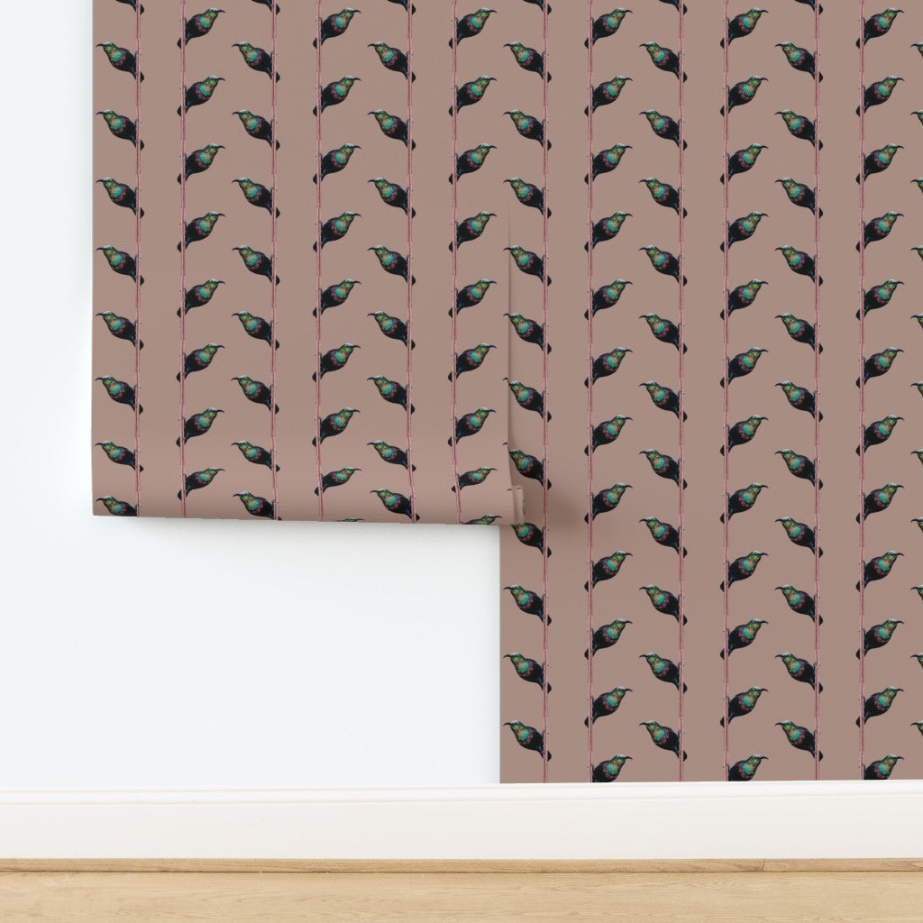 Hand-Painted Marico Sunbird Stripe Wallpaper