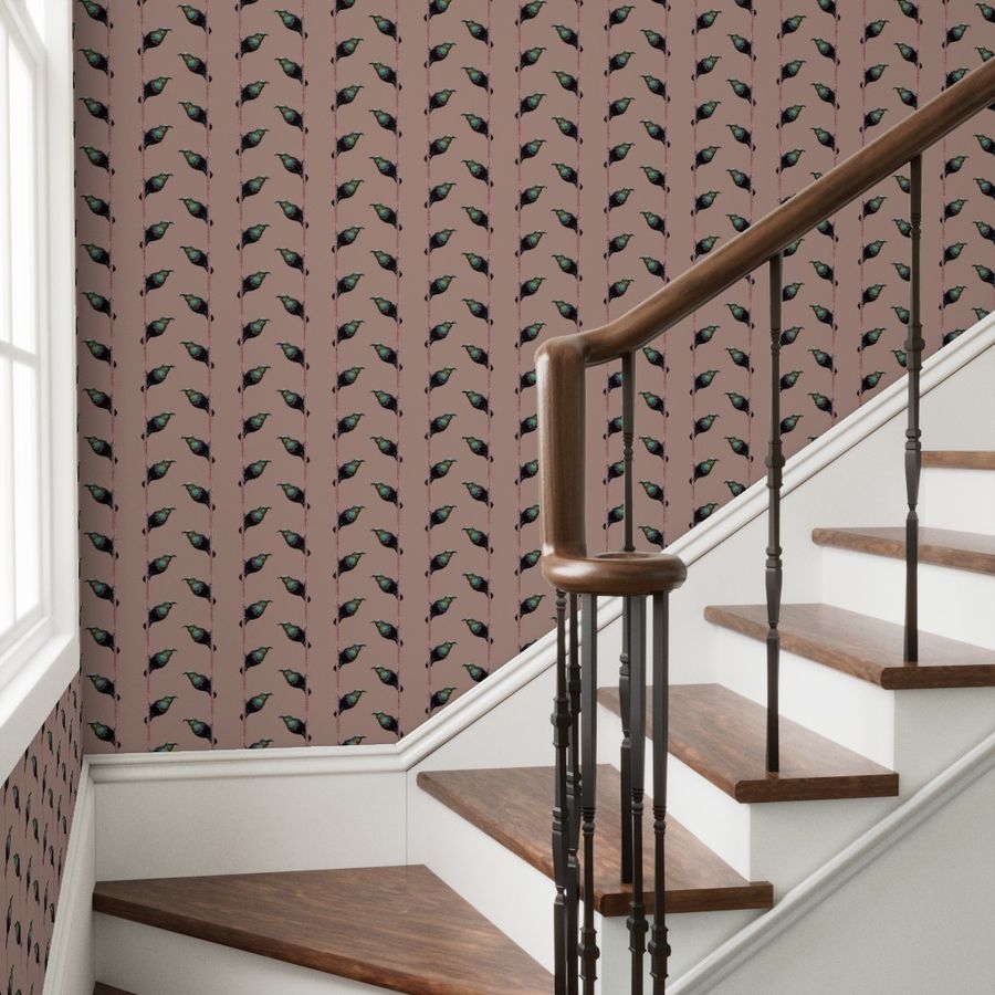 Hand-Painted Marico Sunbird Stripe Wallpaper