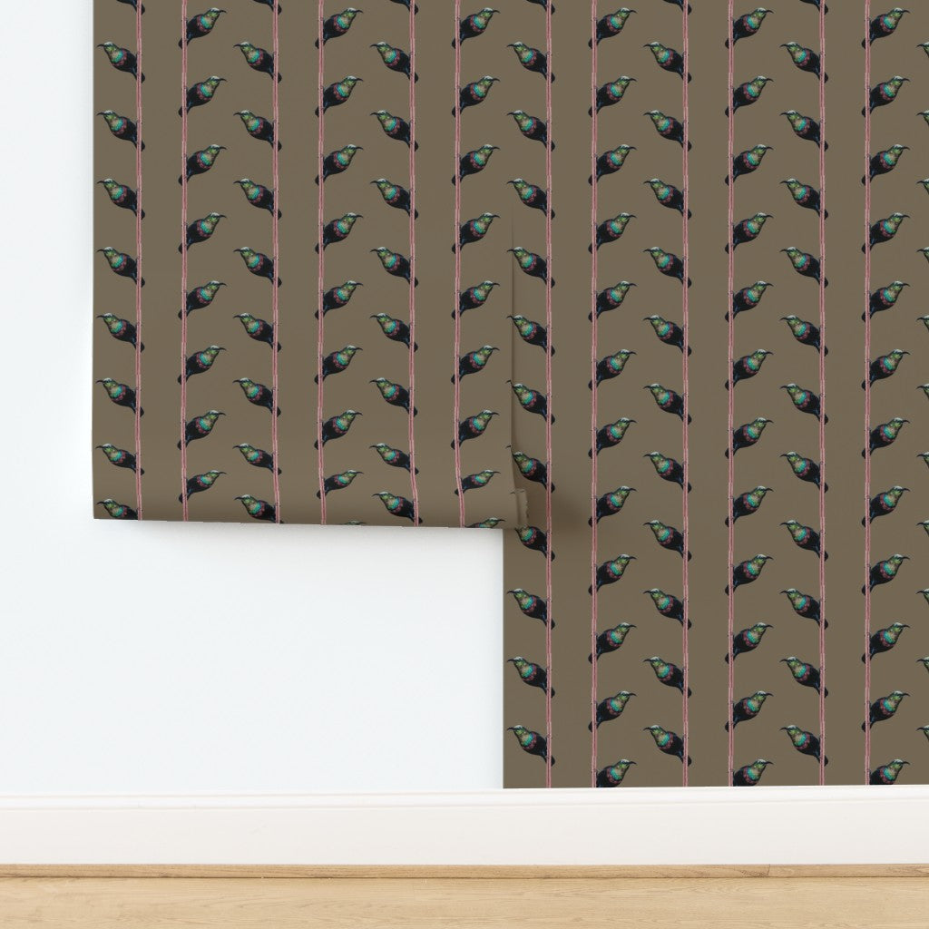 Hand-Painted Marico Sunbird Stripe Wallpaper