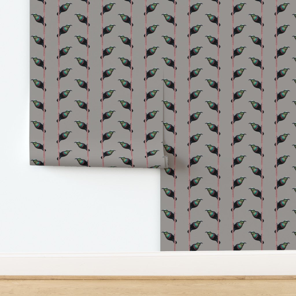 Hand-Painted Marico Sunbird Stripe Wallpaper