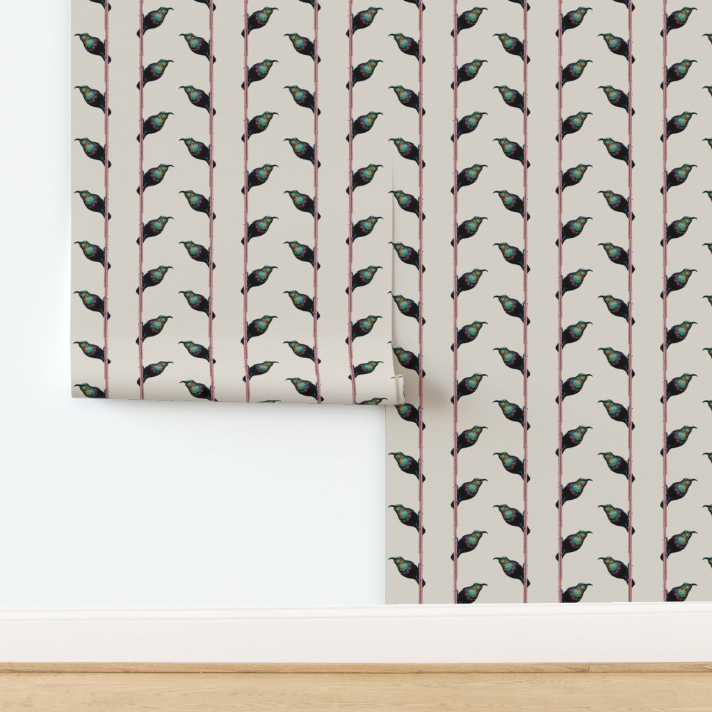 Hand-Painted Marico Sunbird Stripe Wallpaper