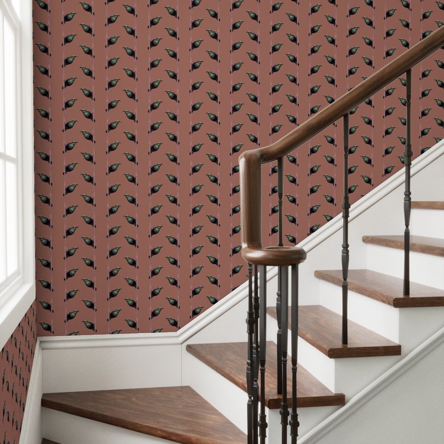 Hand-Painted Marico Sunbird Stripe Wallpaper