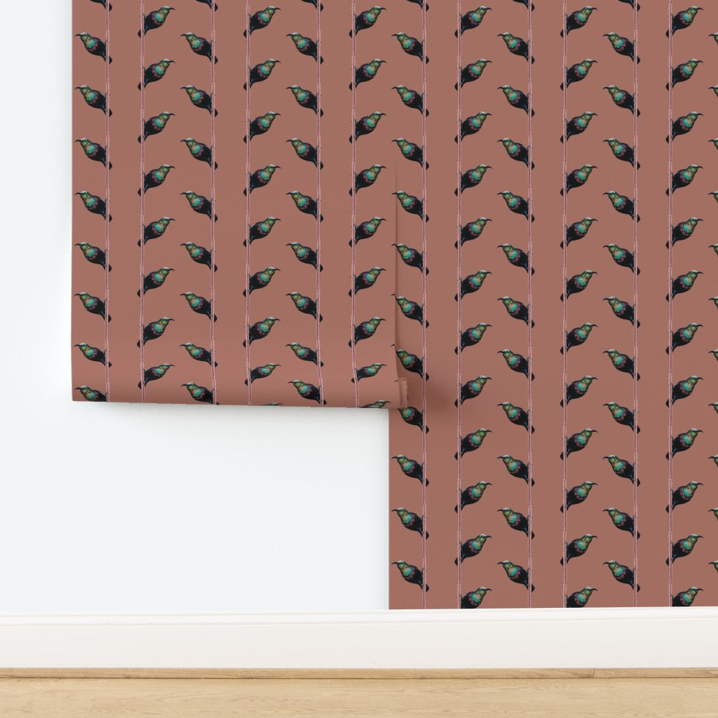 Hand-Painted Marico Sunbird Stripe Wallpaper