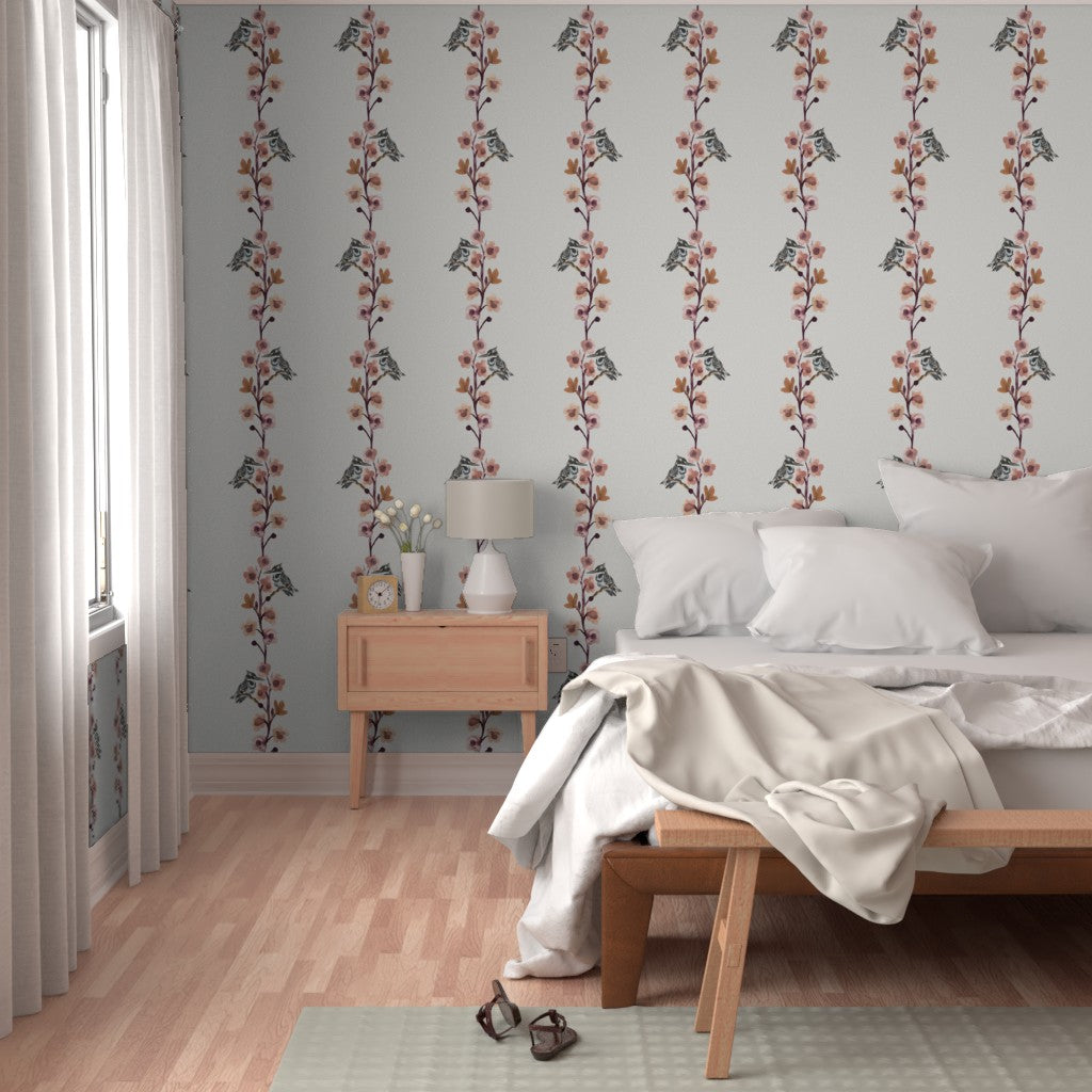 Hand Painted Blossom & Bird