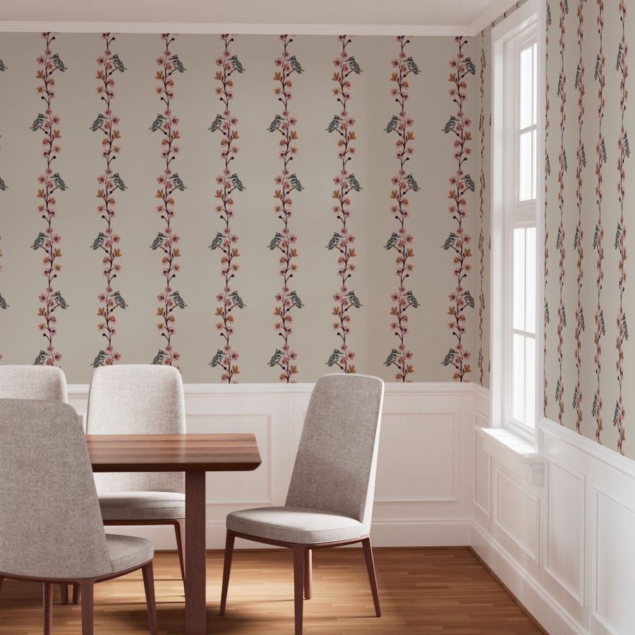Hand Painted Blossom & Bird