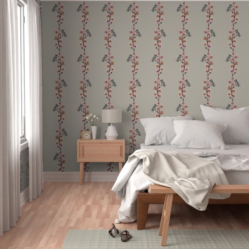 Hand Painted Blossom & Bird