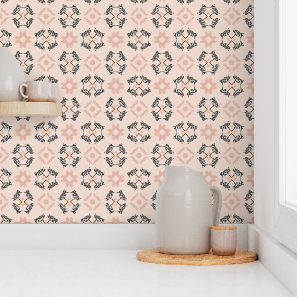 Kingfisher Trellis Wallpaper